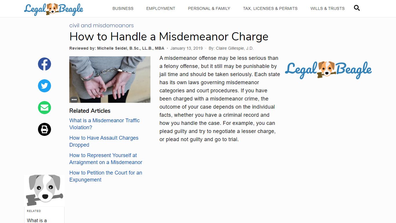 How to Handle a Misdemeanor Charge | Legal Beagle